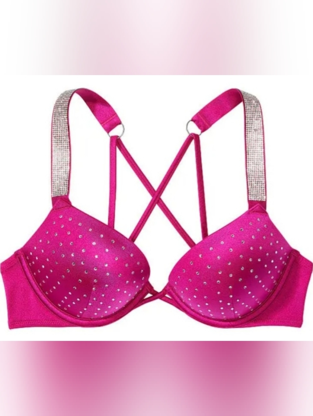 32B 32C 32D VS Swim Diamanté Shine Strap Bombshell Bikini Top Berry Blush
